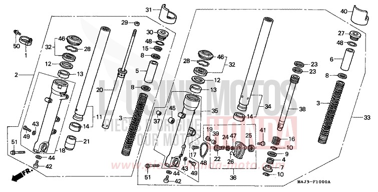 GABEL, VORNE (ST1100/ST1100AS) von Pan-European ABS CANDY TROPICAL NIGHT PURPLE-U (RP103D) von 1995